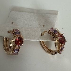 Costume Jewelry Earrings. Multicolored huggie hoops.